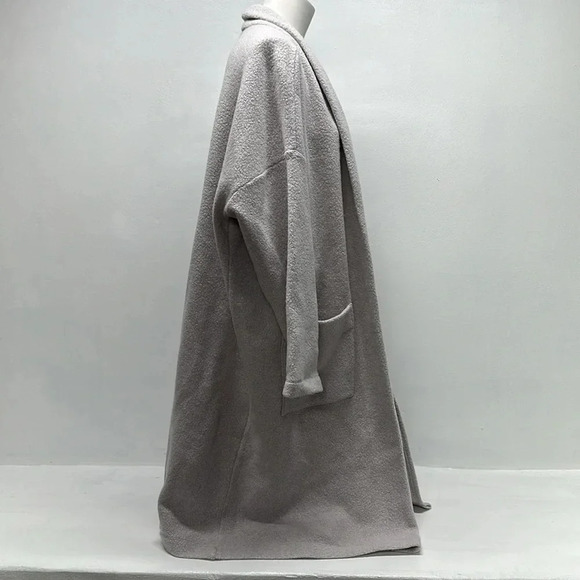 Eileen Fisher Boucle Wool Knit Long Coat Boxy Fit Knee Length Gray New * Size XL - Picture 5 of 11